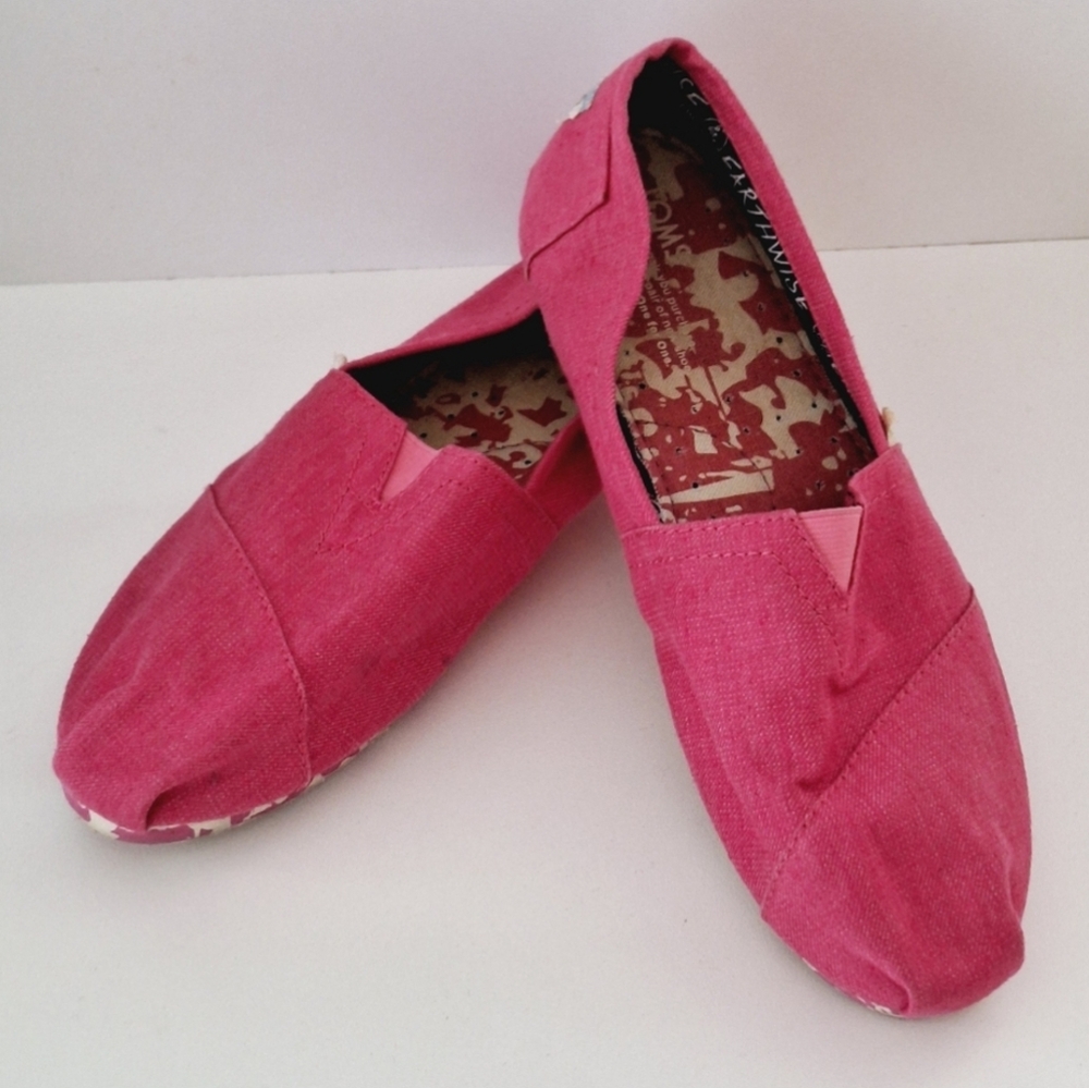 Toms Hot Pink Canvas Slip-On Flats